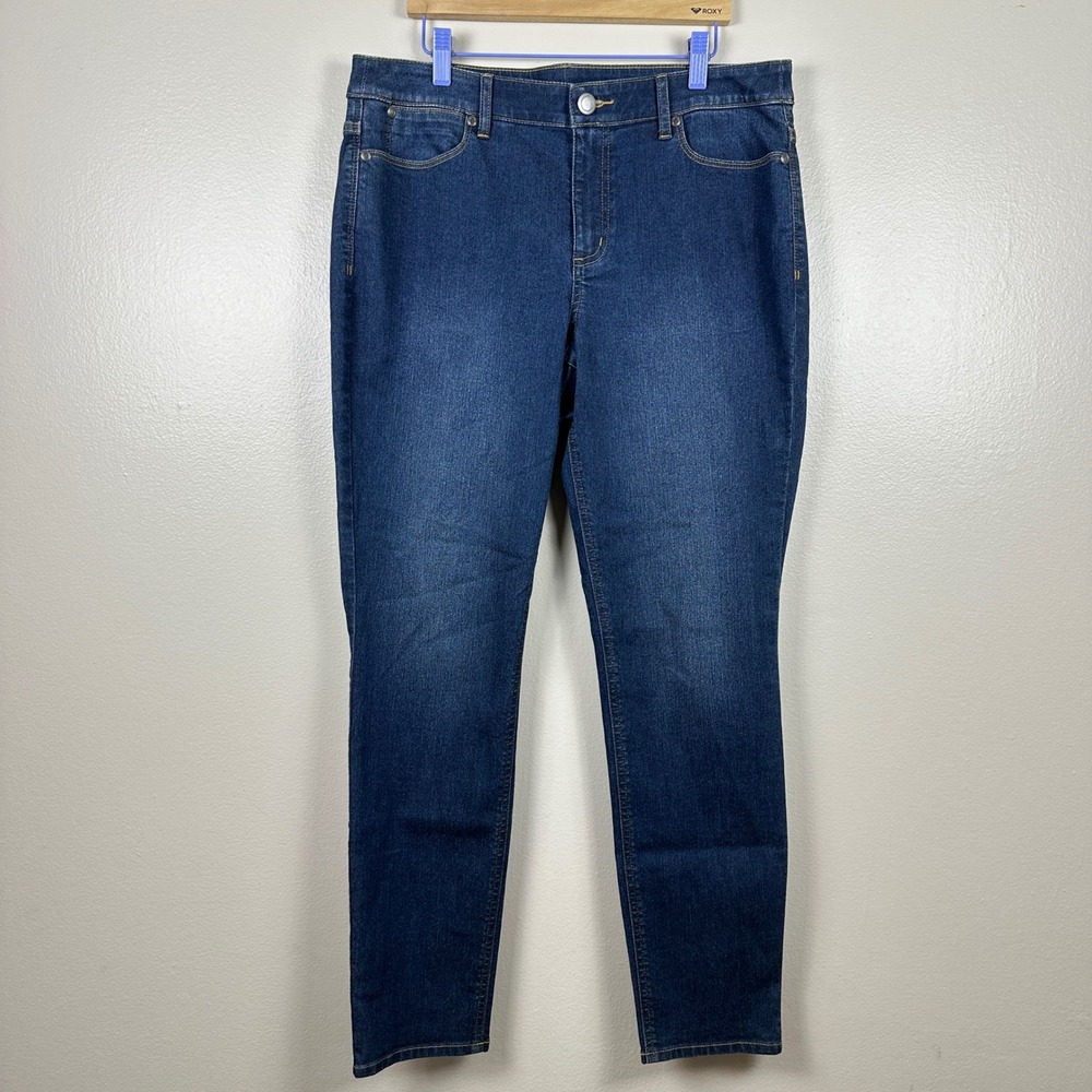 Christopher & Banks Women's 10 Skinny Jeans Dark Wash Blue Mid Rise Denim